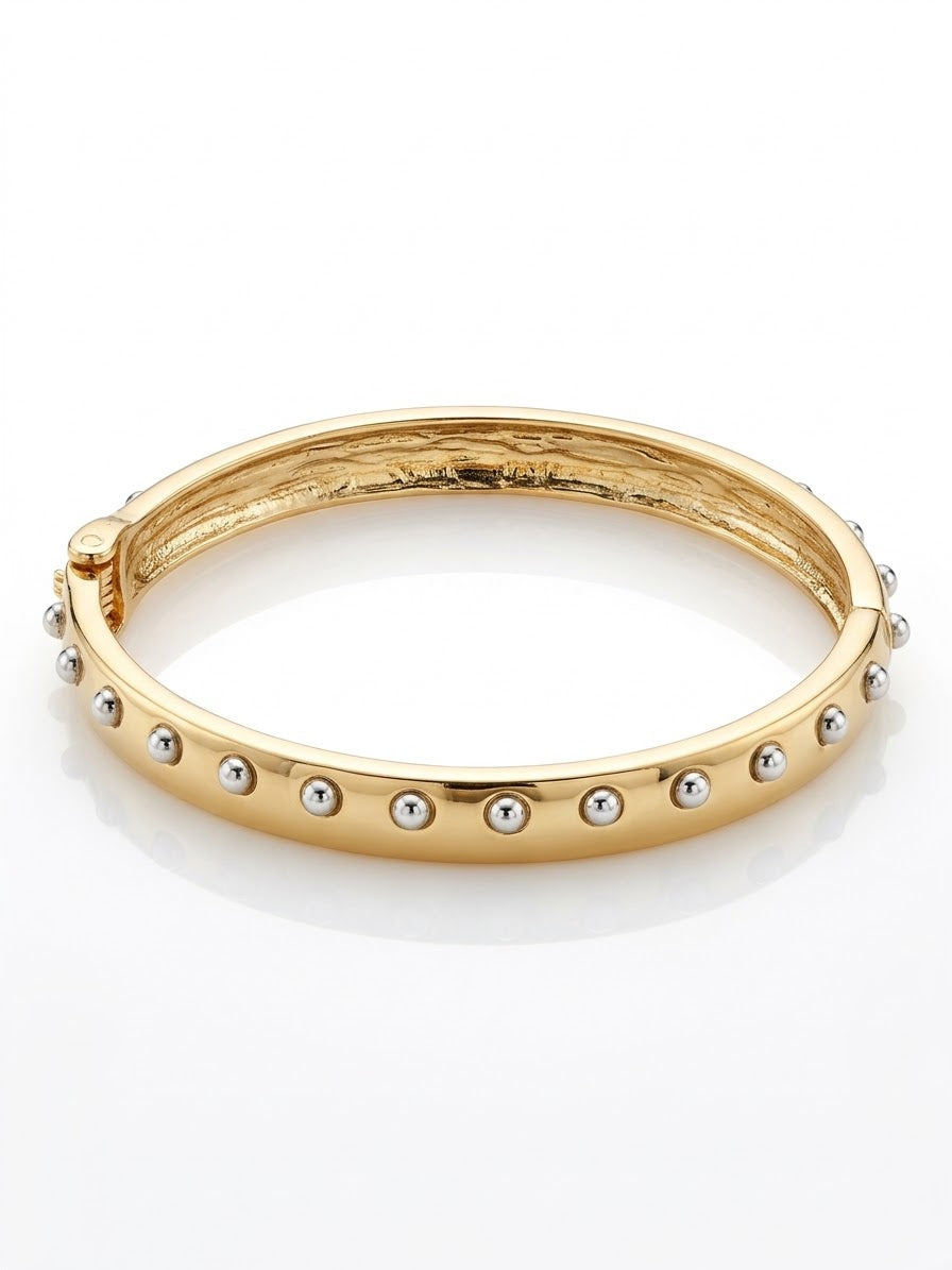Bracelete dourado bolinhas pratas