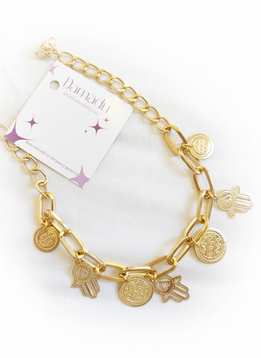 Colar Hamsá Dourado