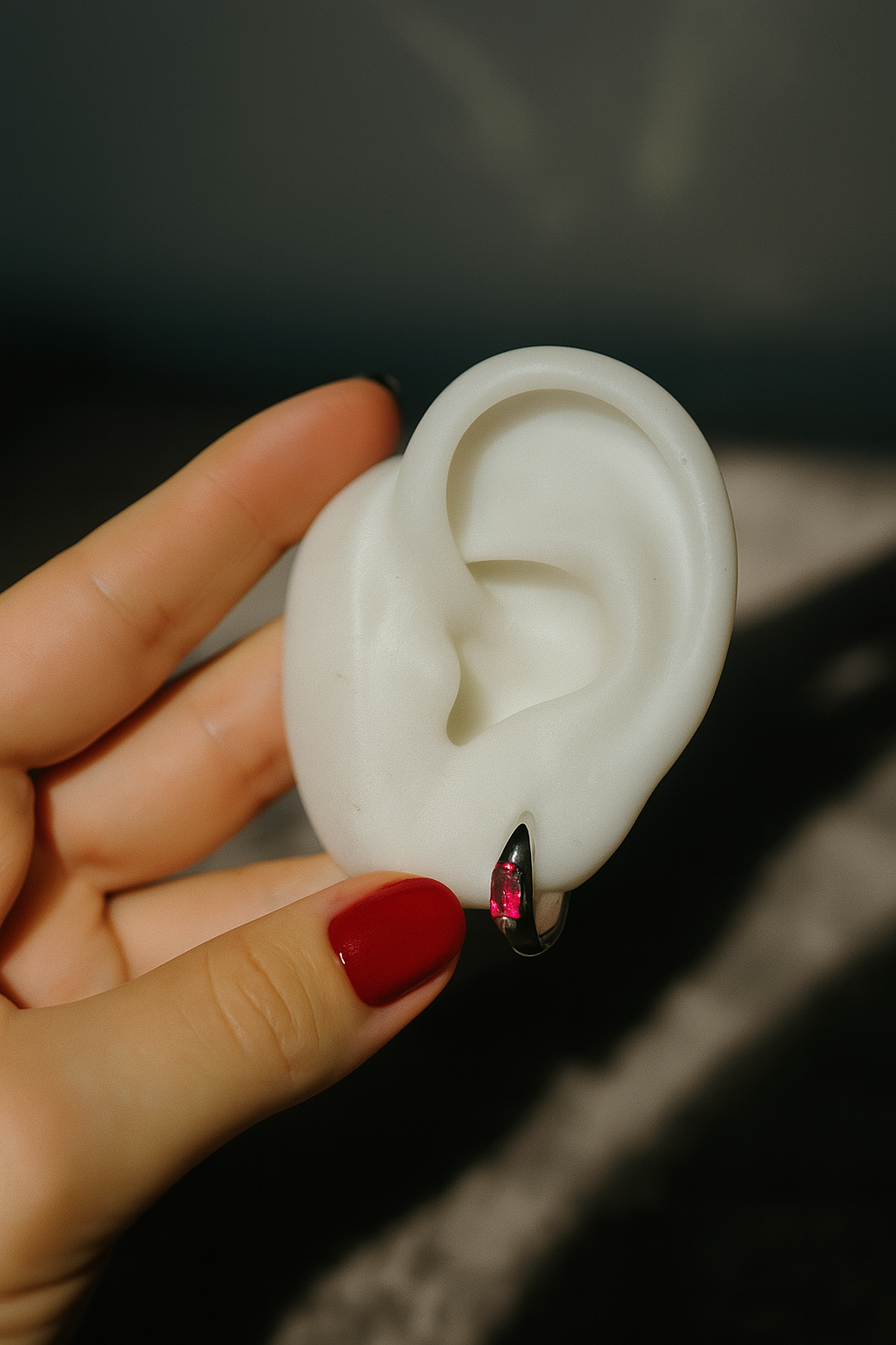 BRINCO ARGOLA PEDRA PINK