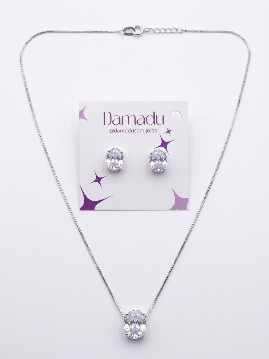 Conjunto Oval Prata