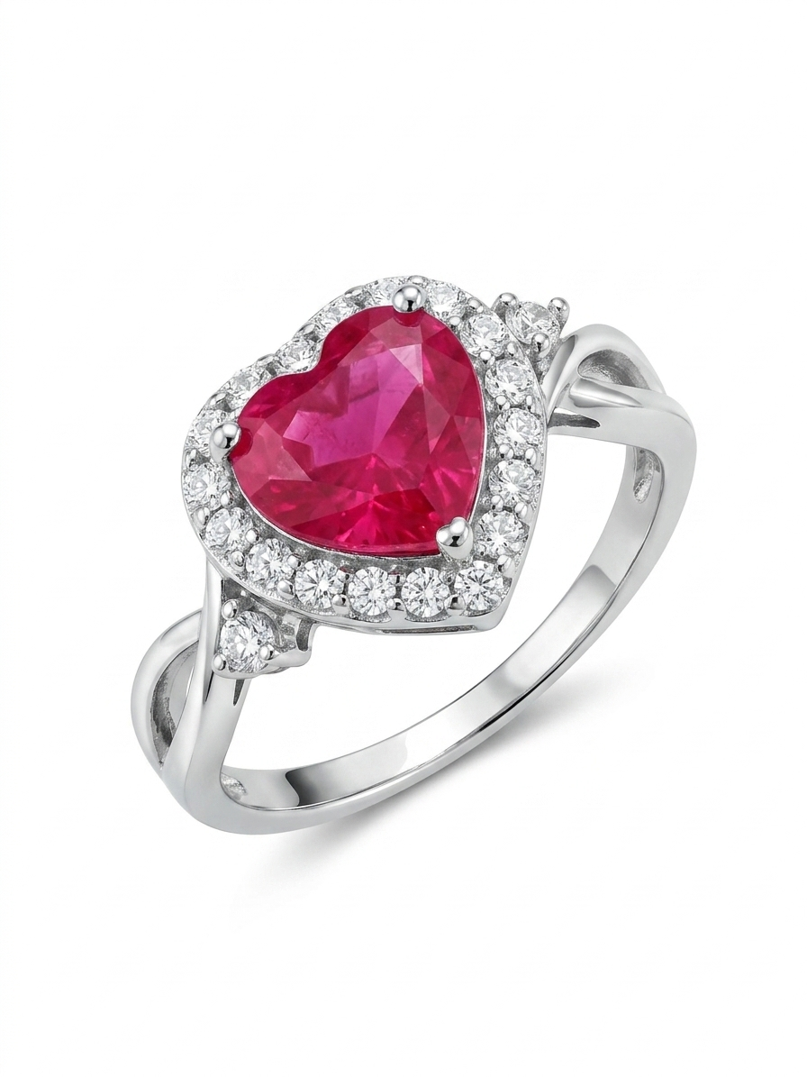 Anel Coração Rosa Biju