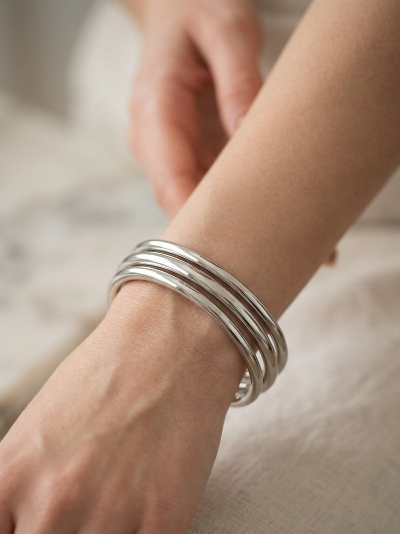 Bracelete Trio Prata Biju