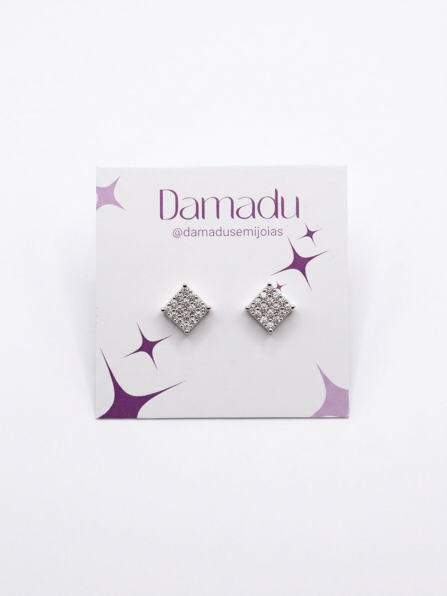 Brinco Quadrado Strass