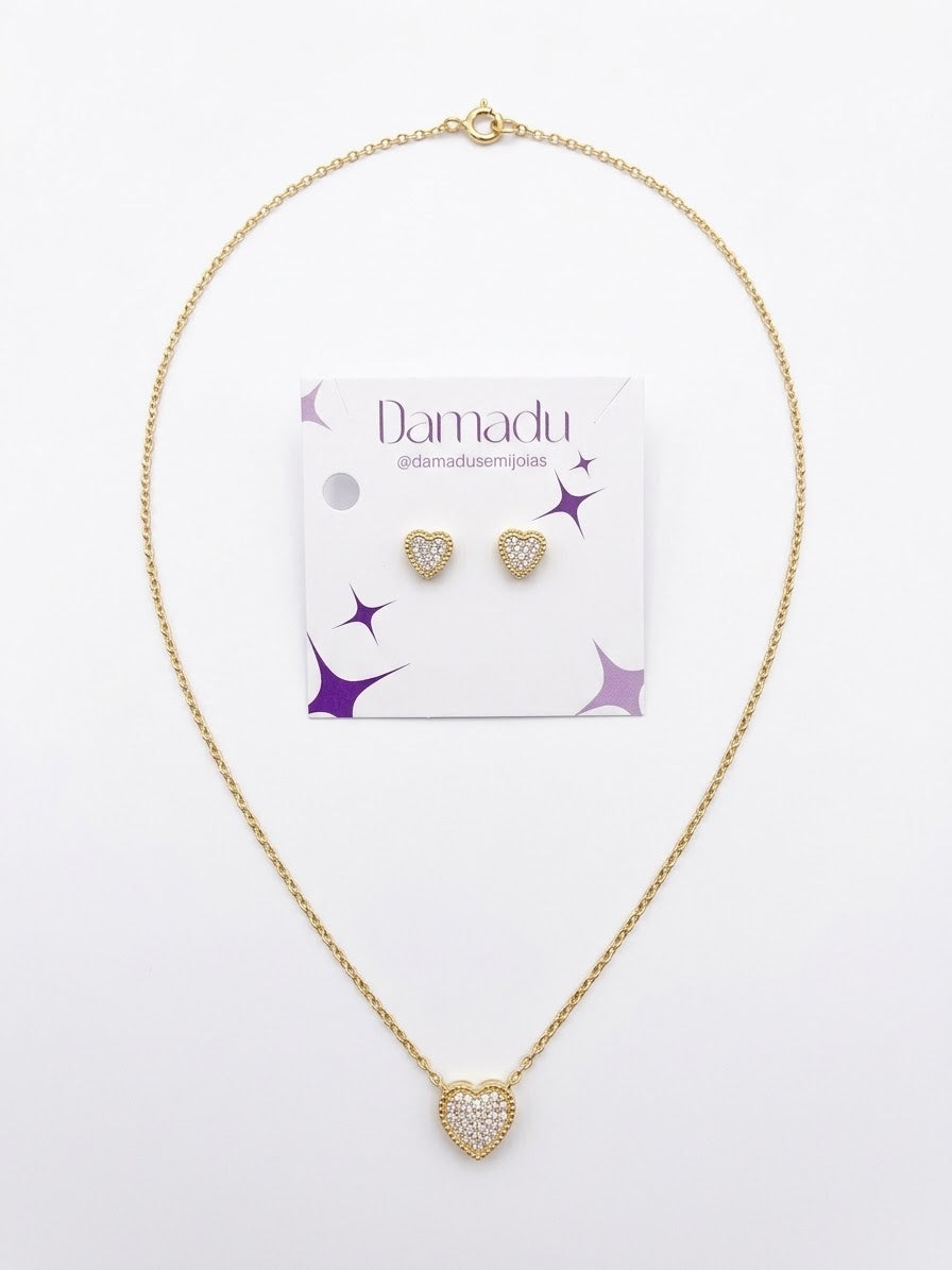 Conjunto Coração Cravejado