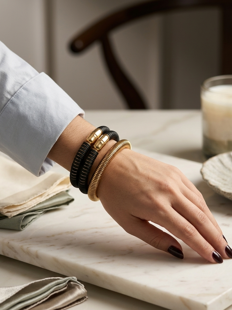 Bracelete Preto e Dourado