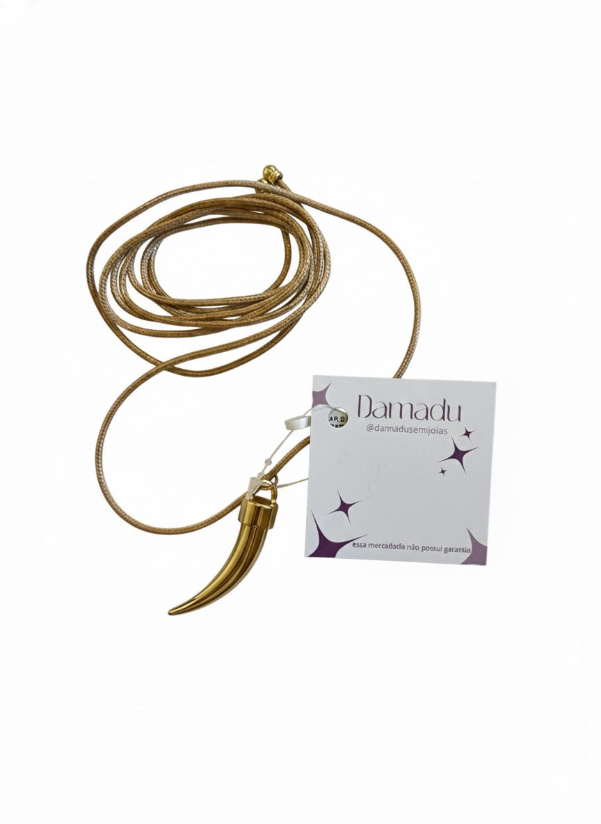 Colar Biju Cordão Dente