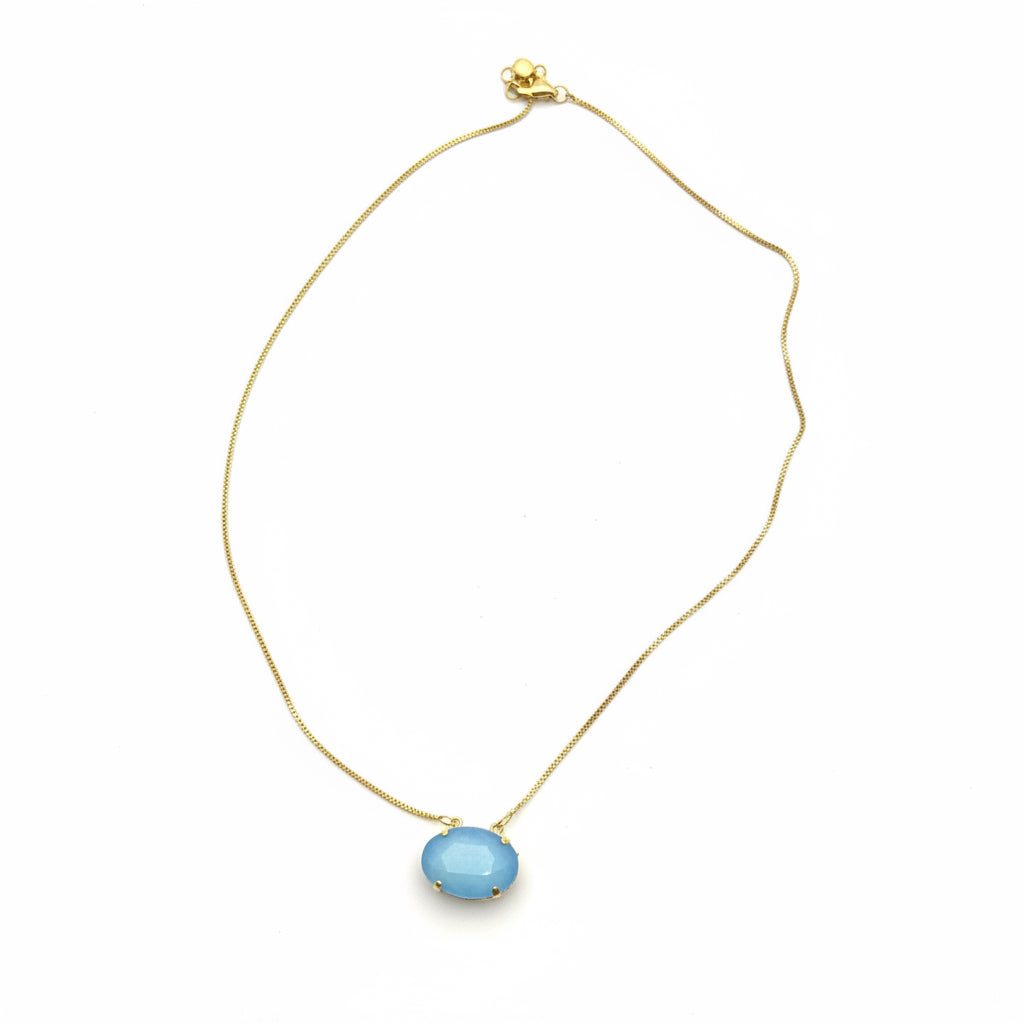 Colar Dourado Pedra Azul