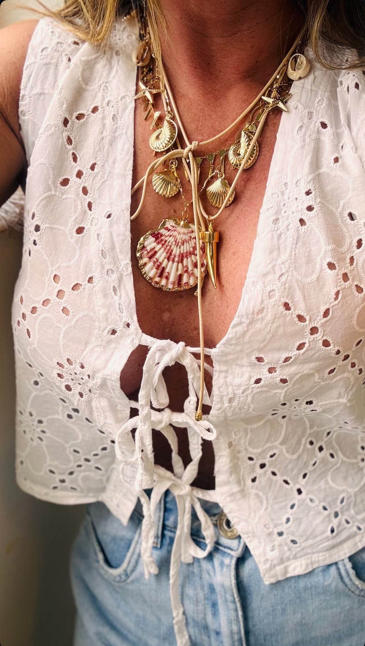 Colar Biju Cordão Dente