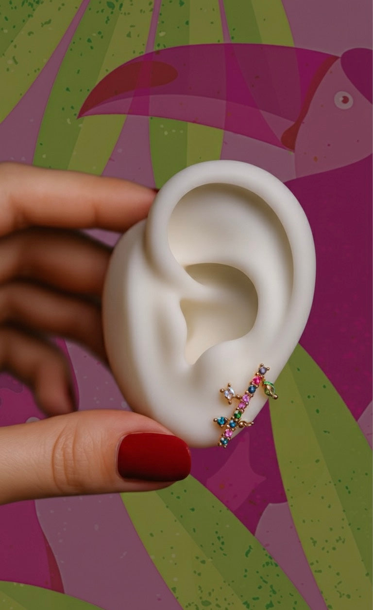 EARCUFF PEDRAS ZIRCONIAS COLORIDAS